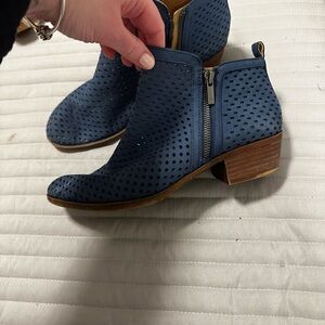 Perforated Blue Ankle Boots